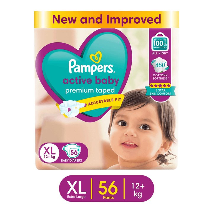 Pampers Active Baby Diapers - Extra Large (56 Count)