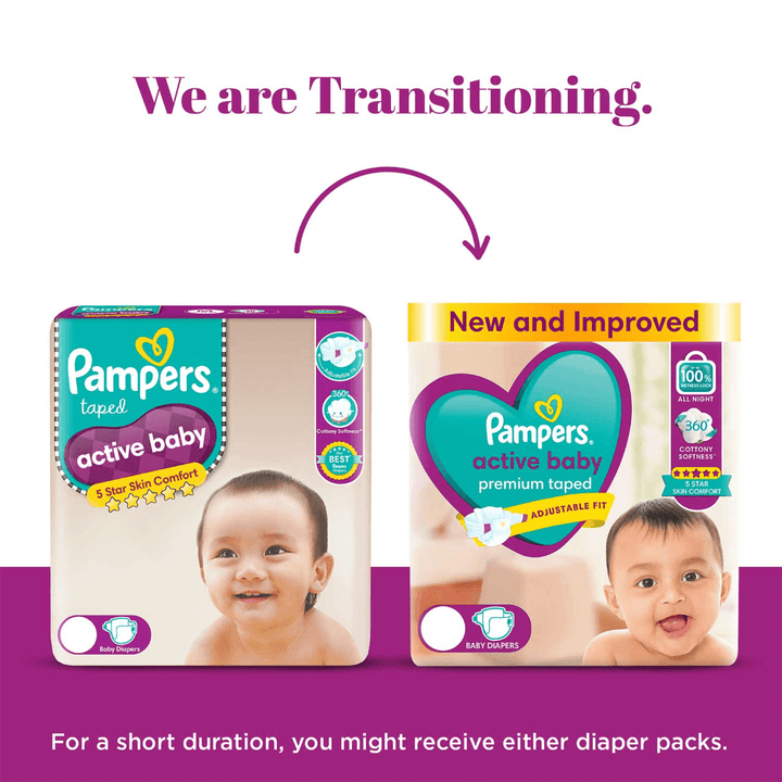 Pampers Active Baby Taped Diapers - Small (66 count) Custom Fit
