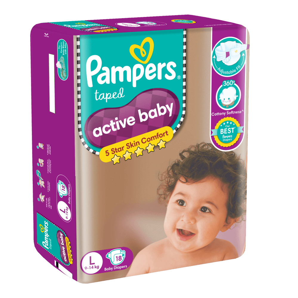 Pampers Active Baby Diapers - Large