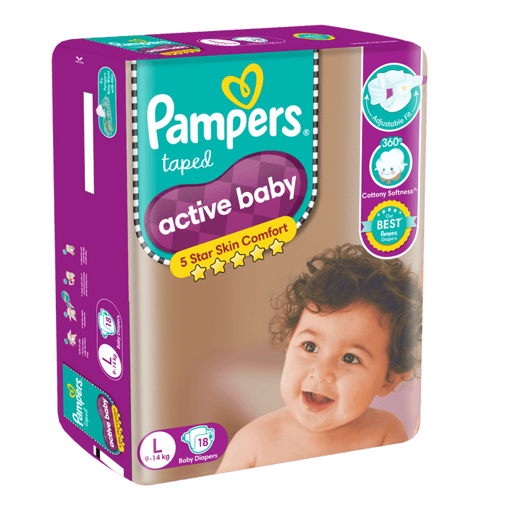 Pampers Active Baby Diapers - Large