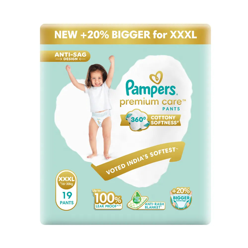 Pampers Premium Care Pants Baby Diapers (XXXL) - 19 Count, Softest Ever Pants