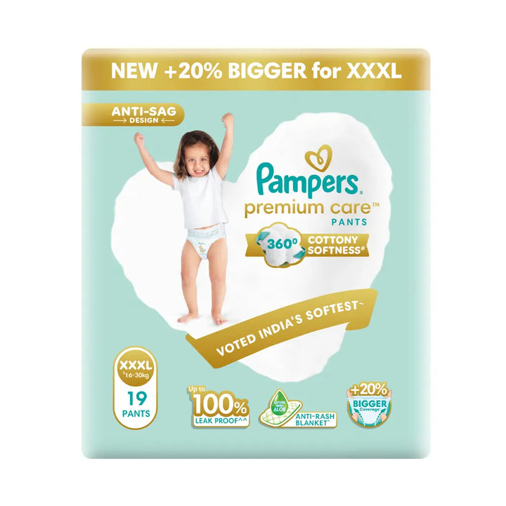 Pampers Premium Care Pants Baby Diapers (XXXL) - 19 Count, Softest Ever Pants