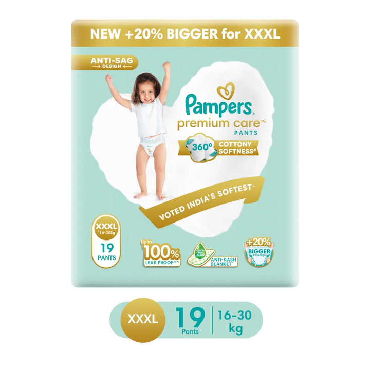 Pampers Premium Care Pants Baby Diapers (XXXL) - 19 Count, Softest Ever Pants