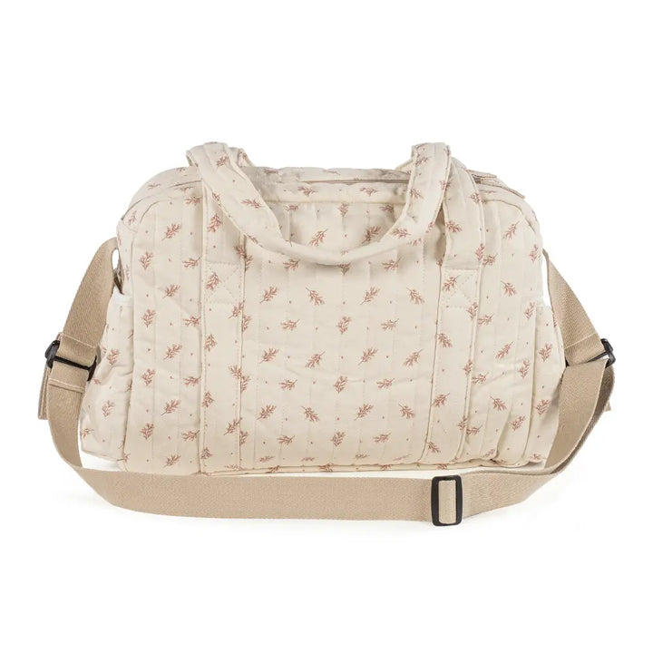 Walking Mum Diaper Bag with Changing Mat, Large Capacity Water-Resistant Bag with Multi-Pocket Organizer, Insulated Bottle Pocket, Shoulder &amp; Stroller Straps, Floral Print - Pink