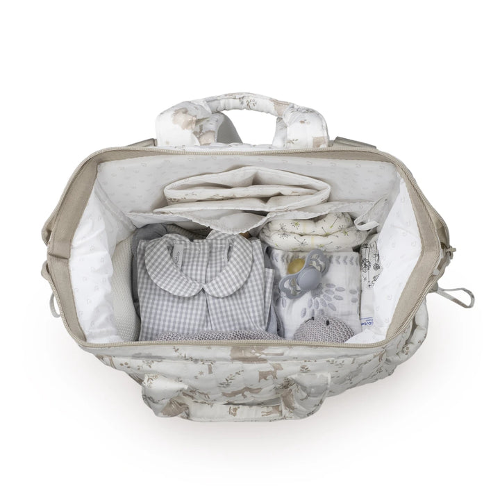 Pasito a Pasito Nara Diaper Backpack with Changing Mat, 100% Cotton, Large Capacity Water-Resistant Bag with Multi-Pocket Organizer, Insulated Bottle Pocket, Shoulder &amp; Stroller Straps