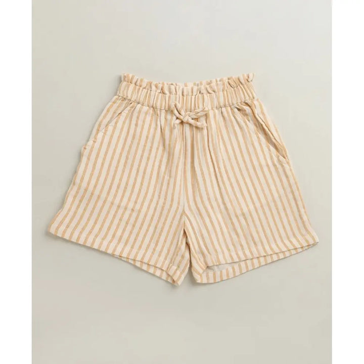 Sweetlime By AS Baby Girls Honey Stripe Organic Cotton Co-ord Set with a Hat - Beige
