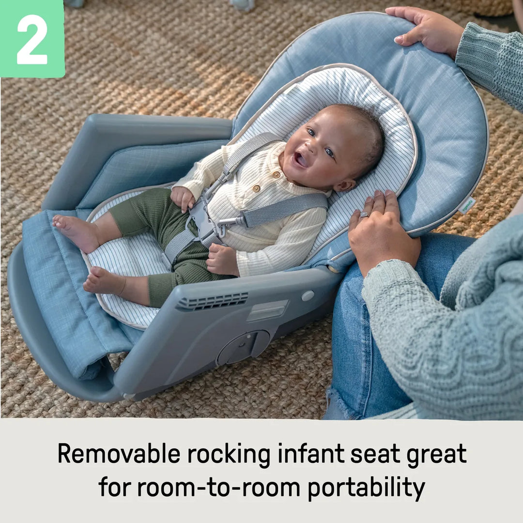 Ingenuity Proper Positioner Deluxe 7-in-1 High Chair with Recline, Rocking Infant Seat &amp; Booster Mode, Ergonomic Seat with Posture Support, 0-5 years