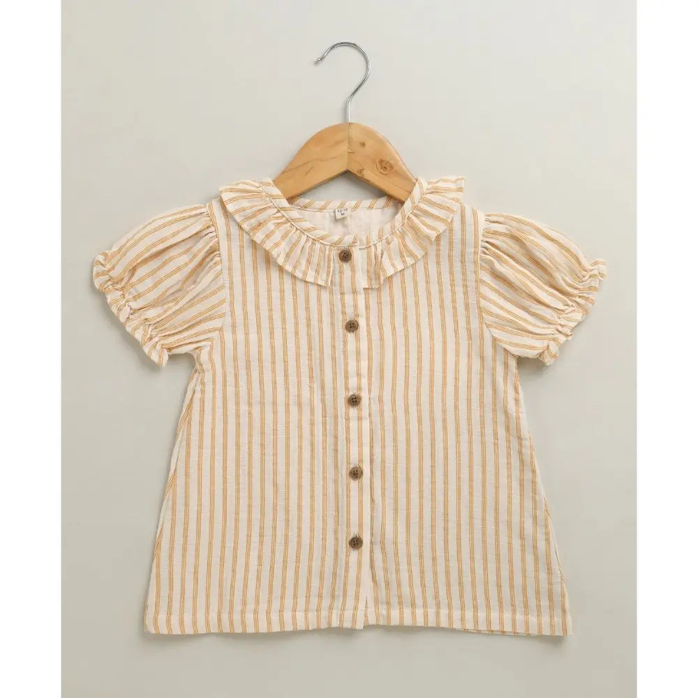 Sweetlime By AS Baby Girls Honey Stripe Organic Cotton Co-ord Set with a Hat - Beige