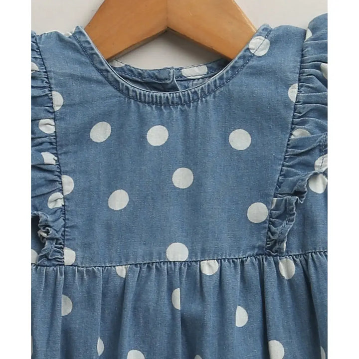 Sweetlime By As Daisy Dot Denim Romper - Blue