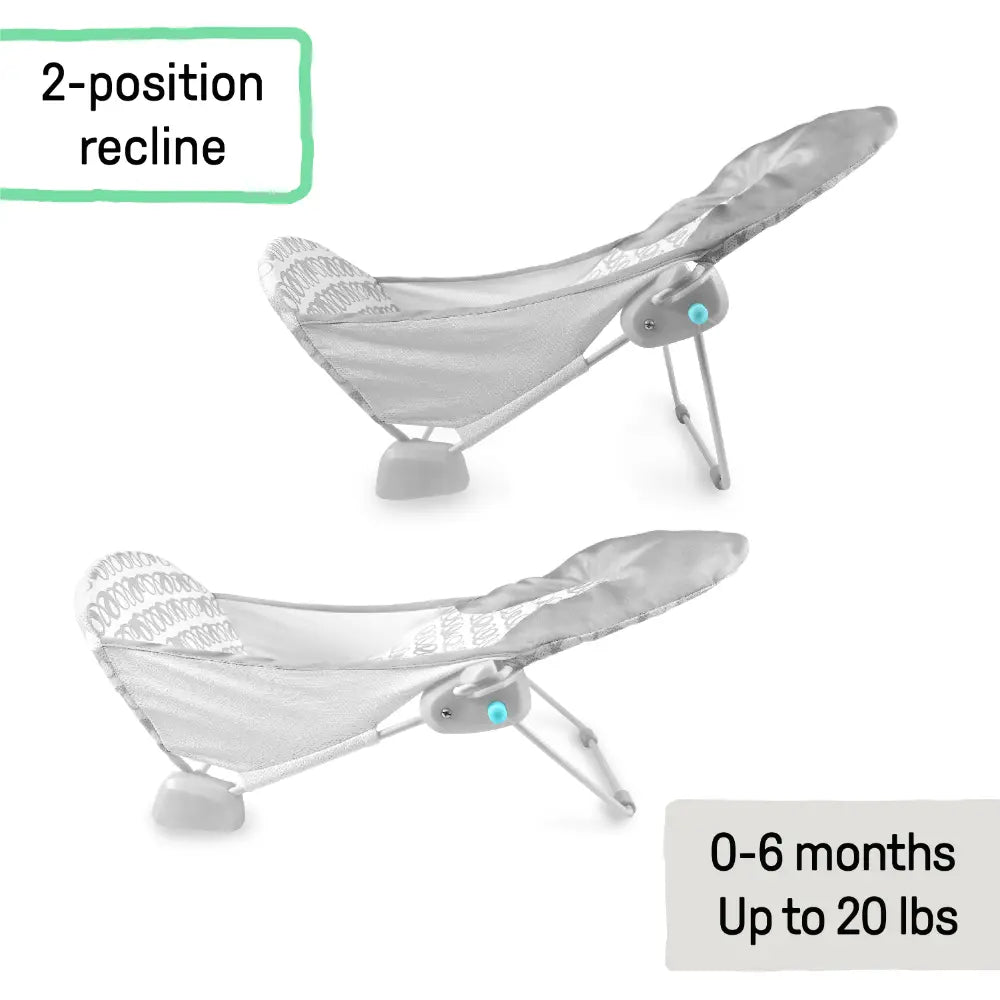 Ingenuity FoldAway 2-Position Baby Bath Bather with Mesh Sling &amp; Headrest, Grey, 0–6 Months (Upto 9 kgs)