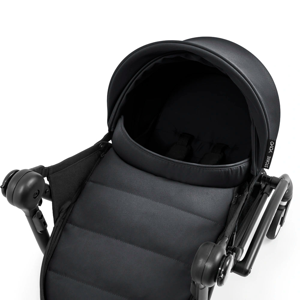 Stokke YOYO⁵ Newborn Pack | Fully Flat Newborn Seat | Newborn Stroller Attachment | 0–6 Months | Lightweight &amp; Compact | 5-Point Safety Harness | Ventilation Windows | Black