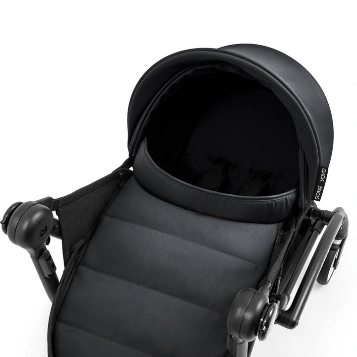 Stokke YOYO⁵ Newborn Pack | Fully Flat Newborn Seat | Newborn Stroller Attachment | 0–6 Months | Lightweight &amp; Compact | 5-Point Safety Harness | Ventilation Windows | Black