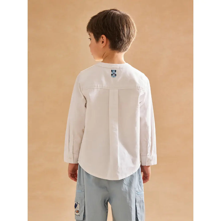 The Baby Trunk Unisex White Band Collar Shirt | 2 to 6 Years
