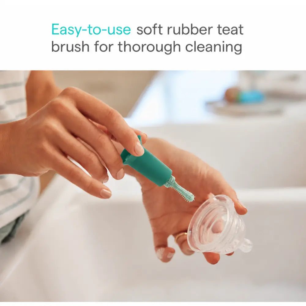 Munchkin Modern Bristle Baby Bottle Brush - with Suction Base and  Soft Rubber Nipple Brush - Sage Green