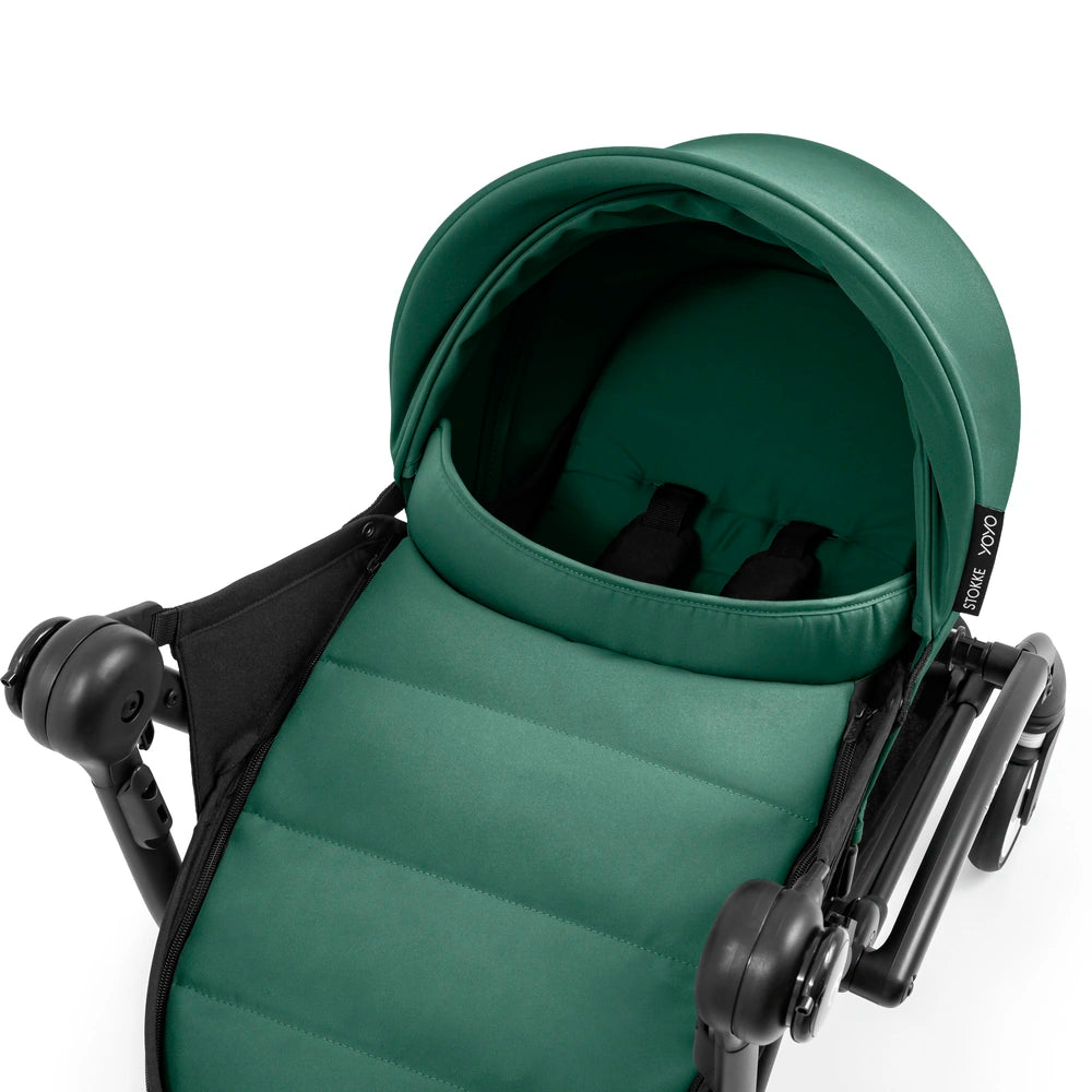 Stokke YOYO⁵ Newborn Pack | Fully Flat Newborn Seat | Newborn Stroller Attachment | 0–6 Months | Lightweight &amp; Compact | 5-Point Safety Harness | Ventilation Windows | Forest
