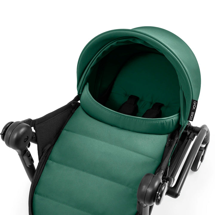 Stokke YOYO⁵ Newborn Pack | Fully Flat Newborn Seat | Newborn Stroller Attachment | 0–6 Months | Lightweight &amp; Compact | 5-Point Safety Harness | Ventilation Windows | Forest