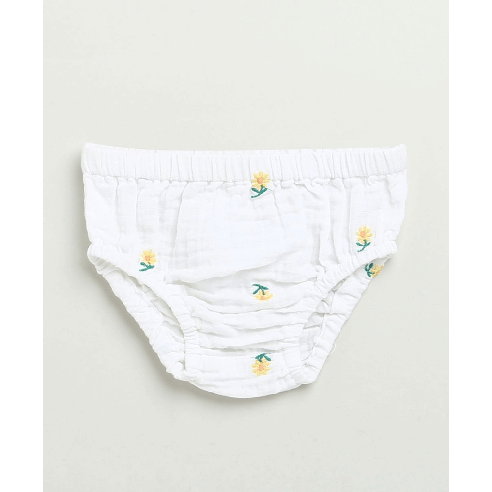Sweetlime By AS Yellow Floral Embroidery Organic Cotton Co-ord Set