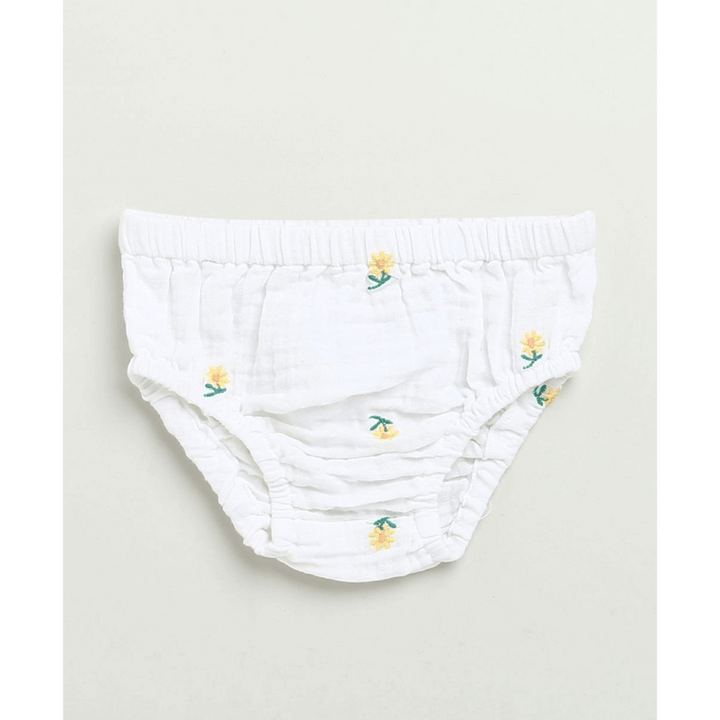 Sweetlime By AS Yellow Floral Embroidery Organic Cotton Co-ord Set
