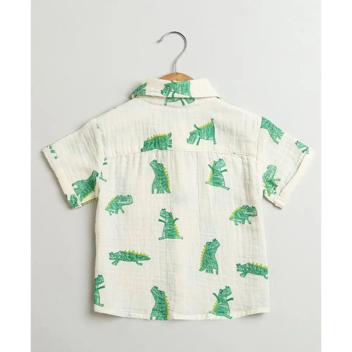 Sweetlime By As Alligator Print Cotton Co-ord Set - White