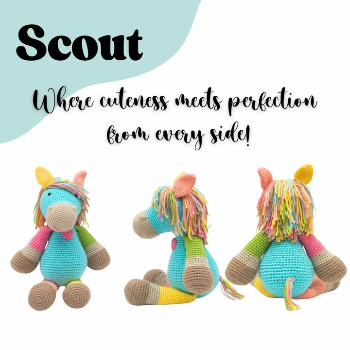 Happy Threads Scout the Horse - Handmade Crocheted Soft Toy | Kids’ Favourite Gift