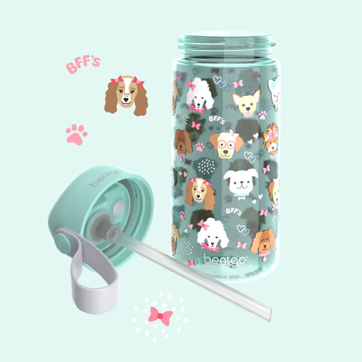 Bentgo Kids Water Bottle 450 ml, Leak-Proof Straw Bottle for Kids, Lightweighted &amp; Durable, BPA &amp; PFAS-Free Tritan Water Bottle, Ideal for School, Daycare &amp; Travel, 3 years+ - Puppy Love