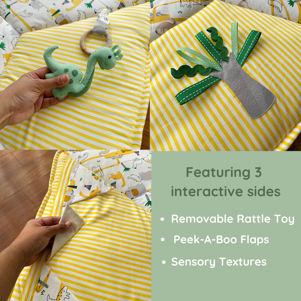 GWD Kids Yellow Dinosaur Play Gym &amp; Sensory Mat Set