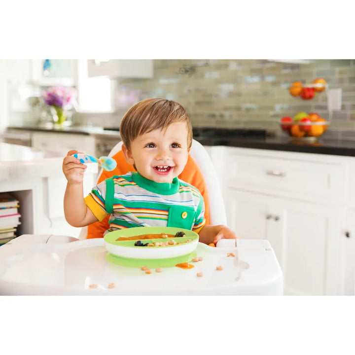 Munchkin Suction Plate for Babies &amp; Toddlers – Strong Suction Base with Deep Sides, BPA-Free, 6+ Months - Green