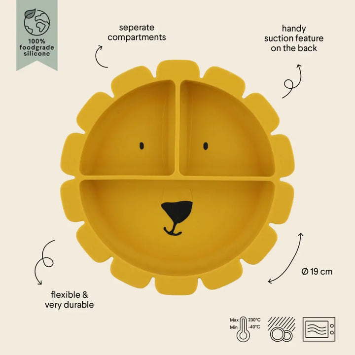 Trixie Silicone Divided Suction Plate - Mr. Lion
