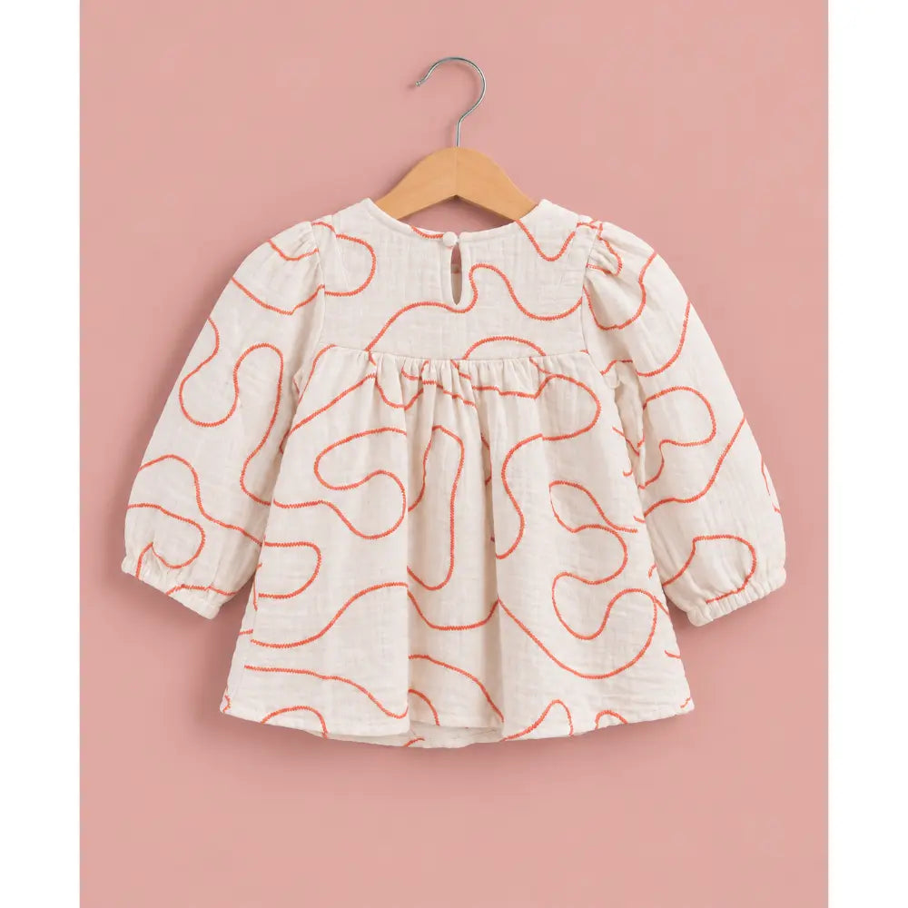 Sweetlime By AS Organic Cotton Baby Girl Abstract Embroidered Dress with Bloomer