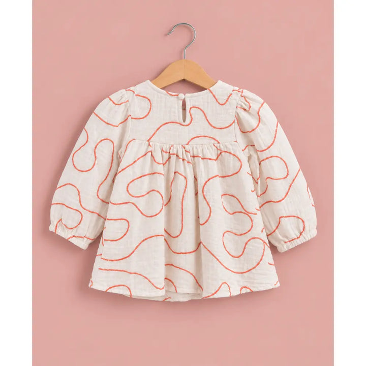Sweetlime By AS Organic Cotton Baby Girl Abstract Embroidered Dress with Bloomer