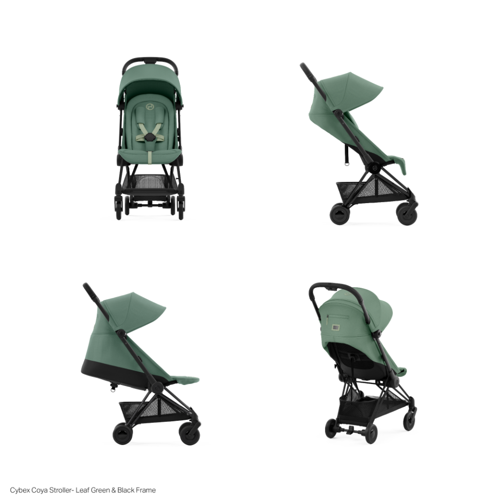 Cybex COYA Compact Travel Friendly Stroller - Leaf Green, Matt Black Frame