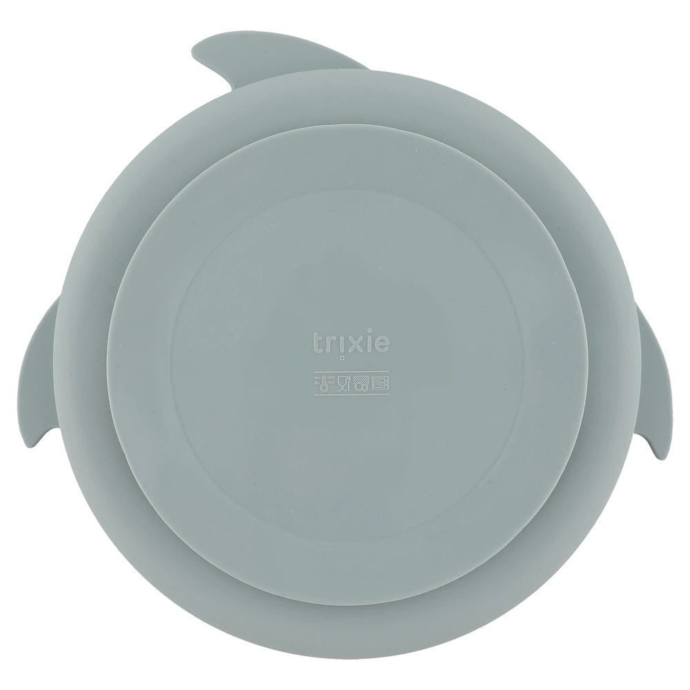 Trixie Silicone Divided Suction Plate | 100% Food-Grade Silicone Plate with Stick &amp; Stay Base, Compartments &amp; Easy-Clean Design | 4 Months Onwards | Mr. Shark