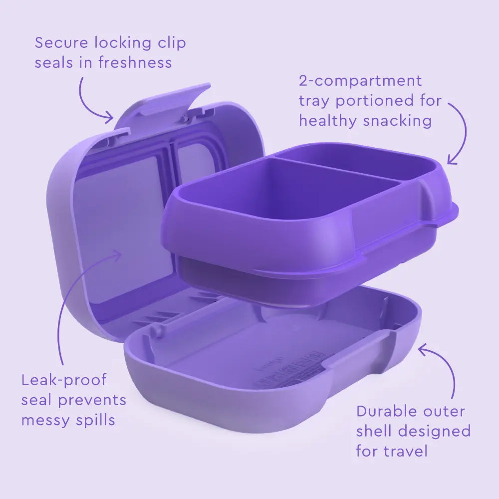 Bentgo Kids Leak-Proof Lunch Box with 2 Compartments, BPA-Free Bento Snack Box, Microwave, Dishwasher &amp; Freezer Safe, 355 ml - Purple
