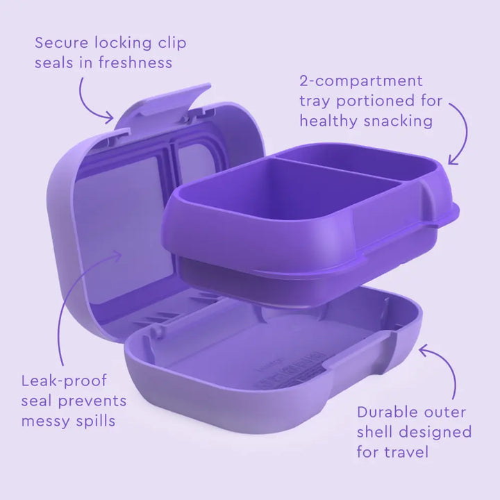 Bentgo Kids Leak-Proof Lunch Box with 2 Compartments, BPA-Free Bento Snack Box, Microwave, Dishwasher &amp; Freezer Safe, 355 ml - Purple
