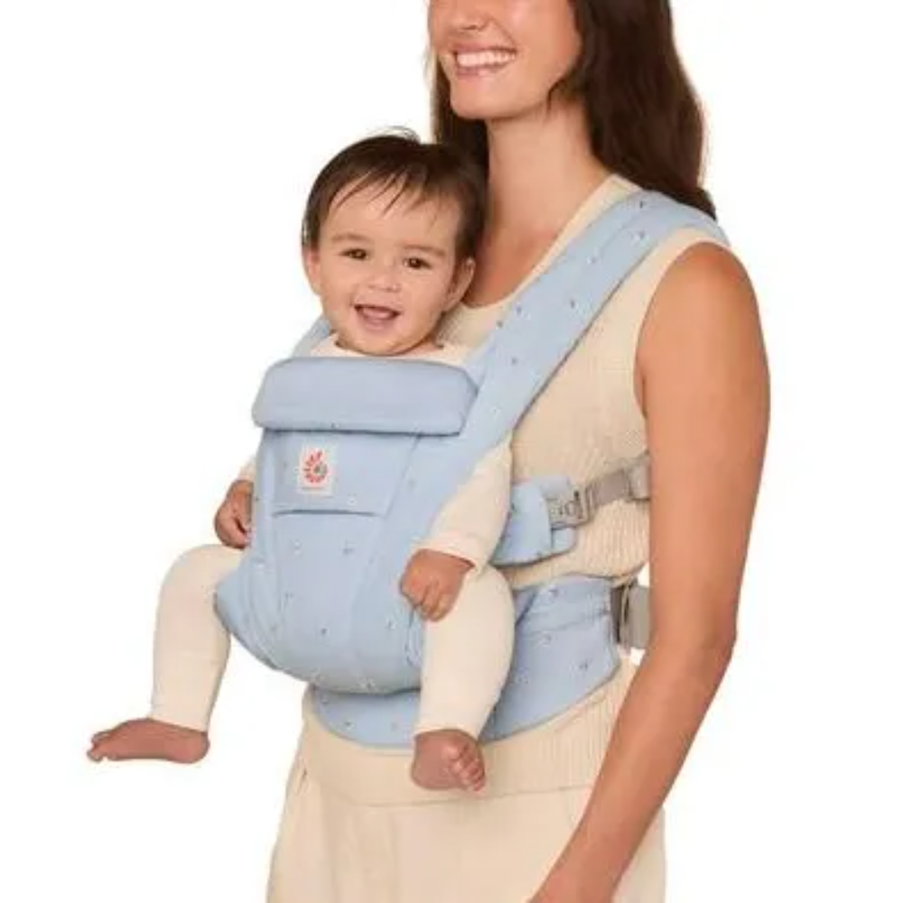 Ergobaby Omni Deluxe Cotton Carrier - Serene Blue Flowers