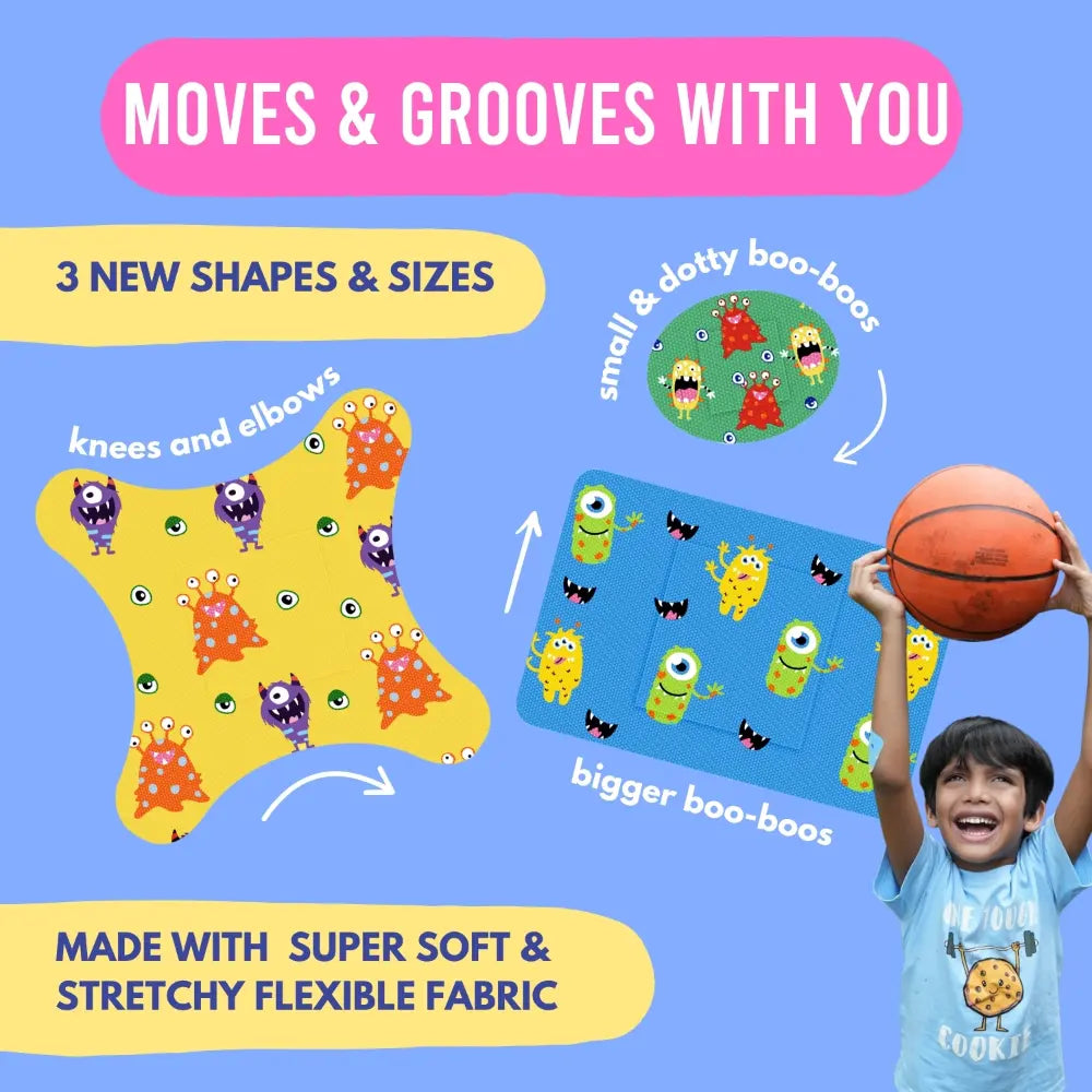 Ouchie Flex-Fabric Bandages (Limited Edition) – 48 Count in Reusable Tin Box, Assorted Sizes