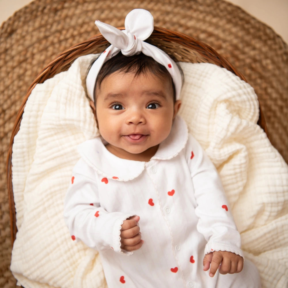 Cot &amp; Candy Baby Organic Headband - Sweetheart stripe