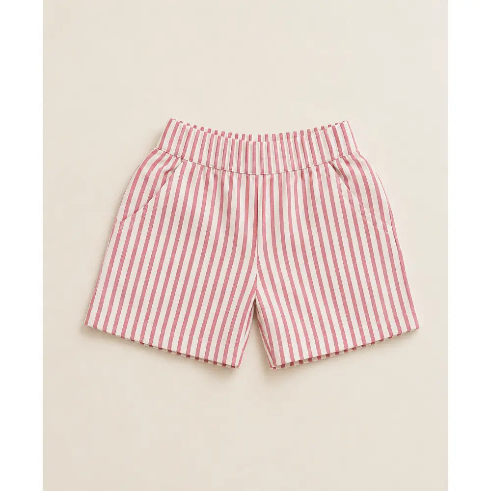 Sweetlime By AS Baby Boys Coral Cotton Shirt with Red Stripe Cotton Shorts Co-ord Set