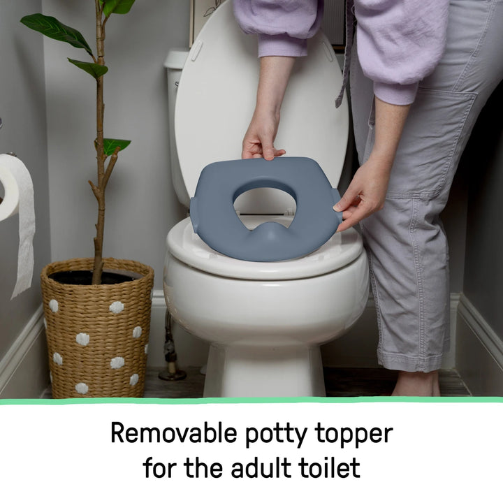 Ingenuity My Size Potty Pro 2-in-1 Toddler Potty Training Toilet with Flush Sound &amp; Detachable Potty Ring, 18 - 60 months/ Upto 22.5 Kgs - Blue