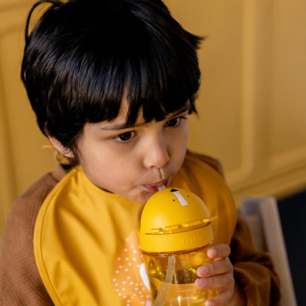 Trixie Straw Cup | Spill-Resistant Tritan™ Drinking Cup with Hygienic Lid &amp; Easy-to-Clean Design for Independent Drinking | 9 Months Onwards | Mr. Lion