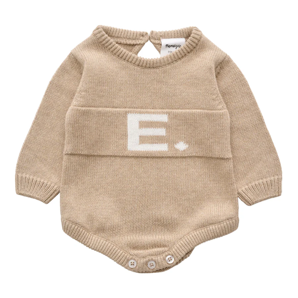 NamelyCo's Letter Bodysuit - Light Camel