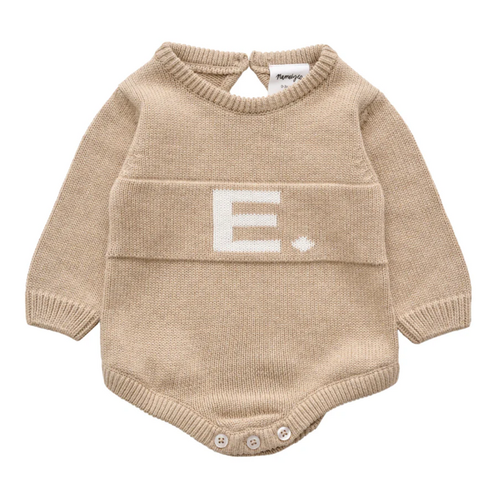 NamelyCo Letter Bodysuit - Light Camel