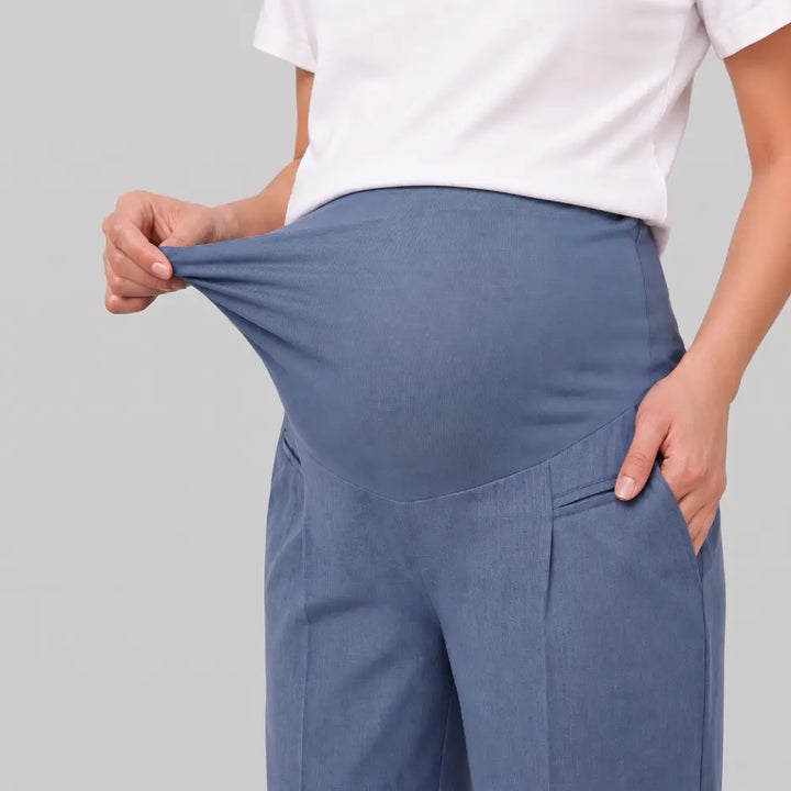 SOL MAMA Over Bump Wide Leg Trousers - Sky Blue