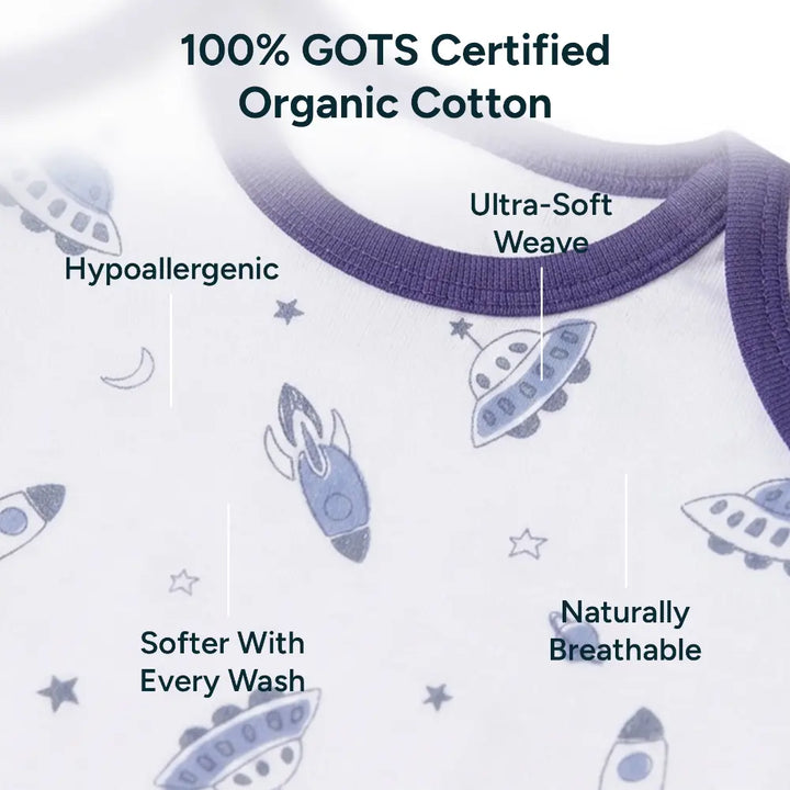 Nintara Baby 100% Cotton Unisex Bodysuit &amp; Pant Set – Up in space (Pack of 2)