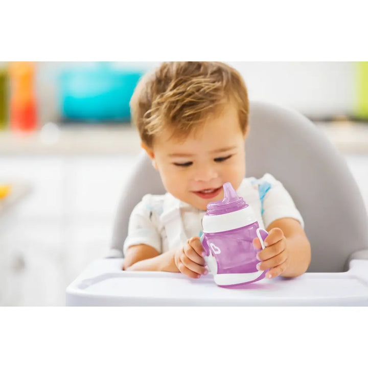Munchkin Gentle Transition Cup with Soft Silicone Spout &amp; Handles – Spill-Proof Sippy Cup, BPA-Free, 4oz, 4+ Months - Purple