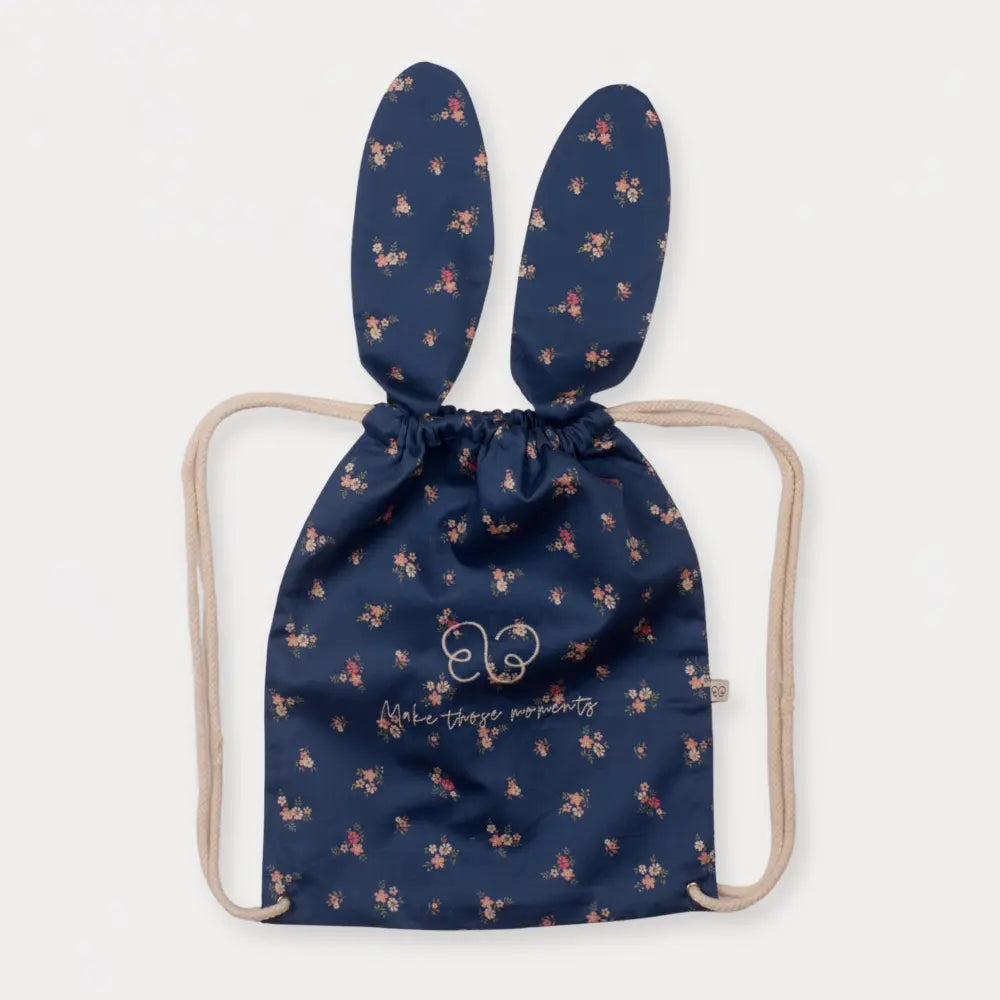 Early Sunday Bunny Bag For Girls - Ditsy Bouquet Navy