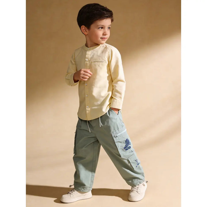 The Baby Trunk Unisex Yellow Band Collar Shirt | 2 to 6 Years