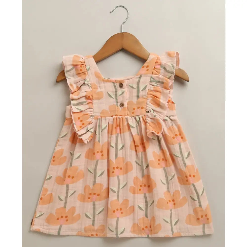 Sweetlime By As Peach Blossom Floral Ruffle Cotton Baby Girls Summer Co-ord Set