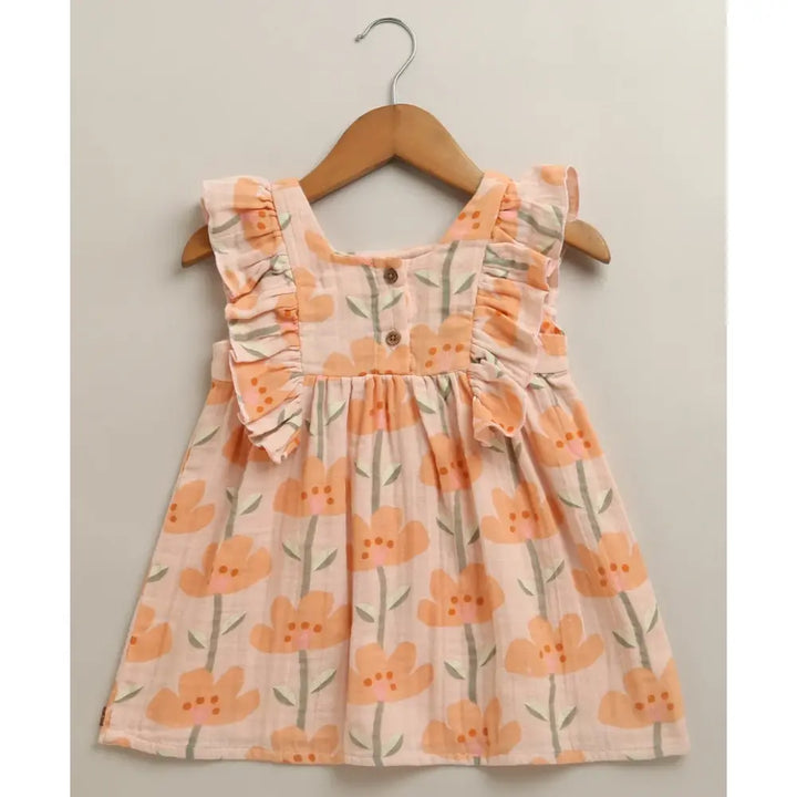 Sweetlime By As Peach Blossom Floral Ruffle Cotton Baby Girls Summer Co-ord Set