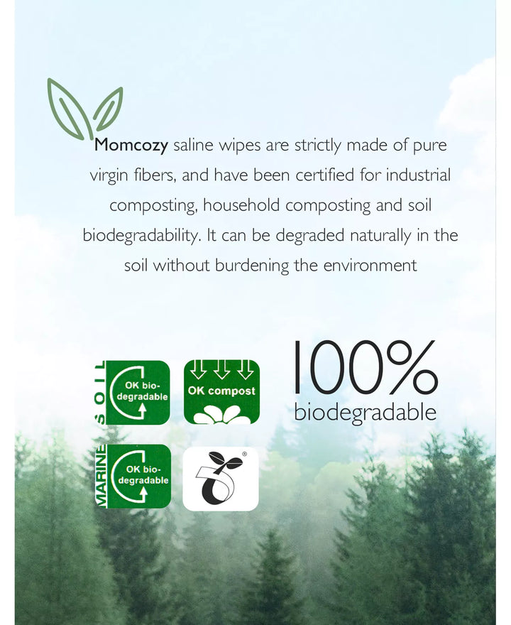 Momcozy Nose Saline Baby Wipes 30 Count (Pack of 6) – 0.9% Pure Saline, Hypoallergenic Biodegradable Wipes for Baby Nose, Face &amp; Sensitive Skin, Unscented &amp; Travel-Friendly